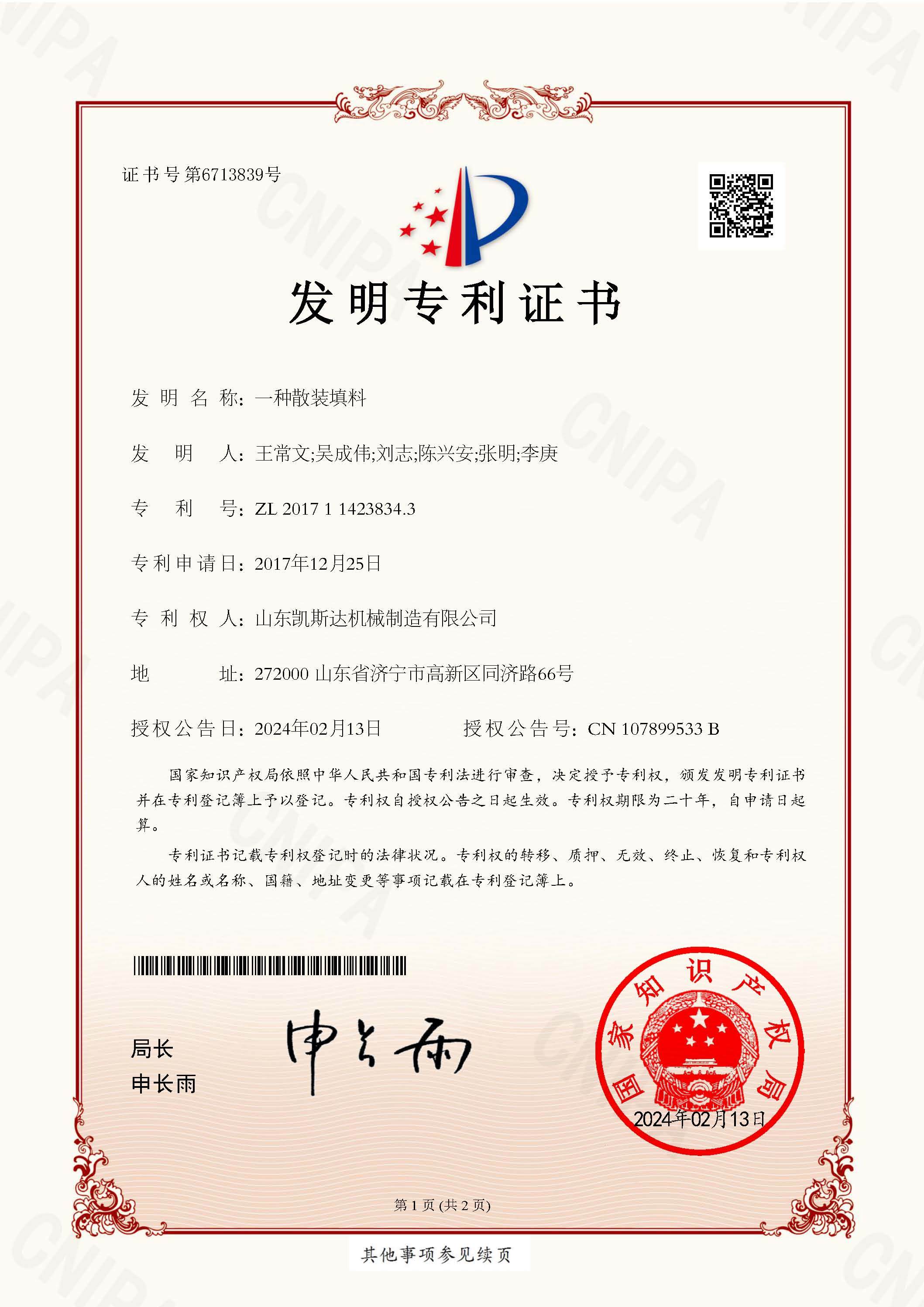 一種散裝填料-發明專利
